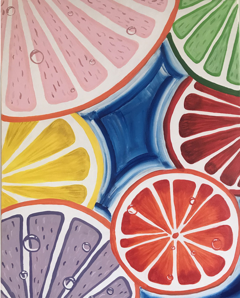 fruit slices virtual painting with stencil 16x20 canvas