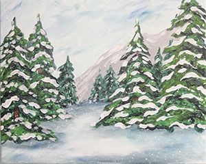 snow on the pines